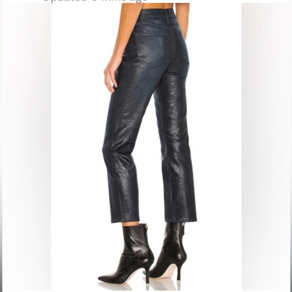 Frame Le High Straight Coated Indigo Lizard Jeans Size 25